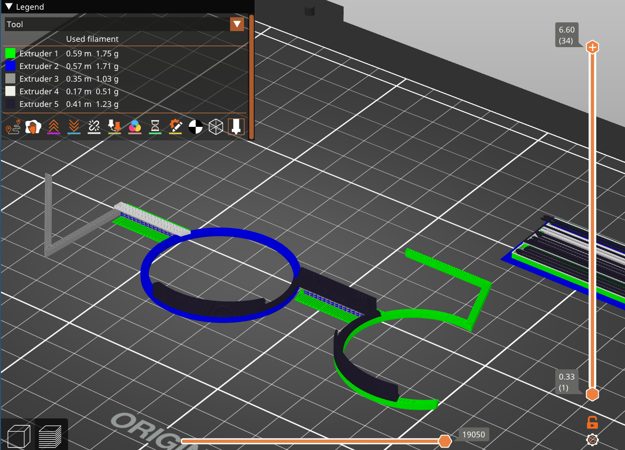 Multiple virtual extruder setup and multi-color print